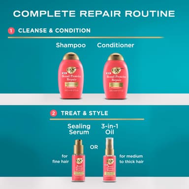 OGX Bond Protein Repair Sealing Hair Serum, Repair & Protect, 8percent Bond Complex, up to 5x Stronger Hair Even After 5 Washes, for Fine Hair, 50ml view 4
