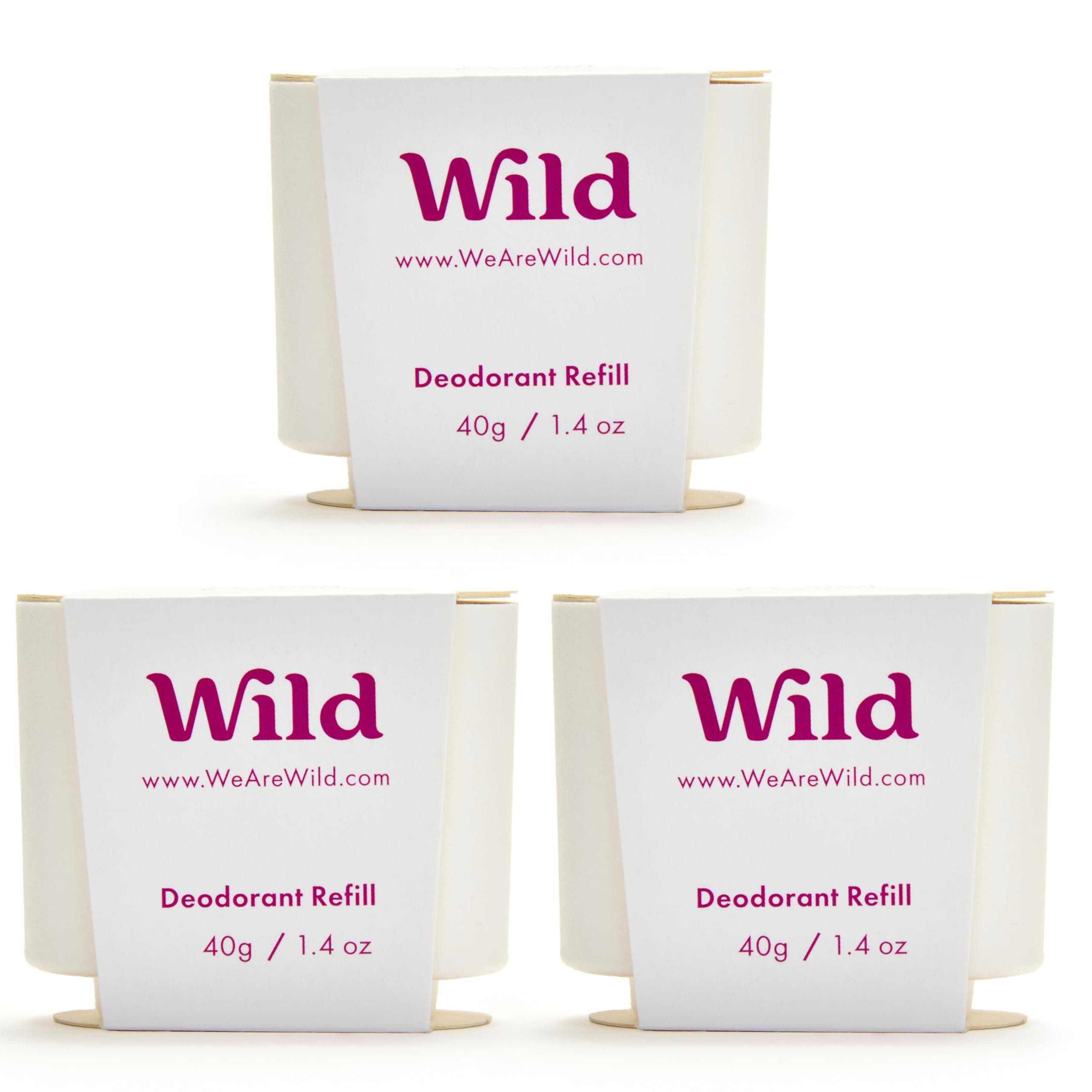 Wild - Natural Refillable Deodorant - Coconut & Vanilla Refill Trio Pack - Vegan & Eco-Friendly - Aluminium Free - Long Lasting Protection - Natural Ingredients - 3 Pack of 40g Refills