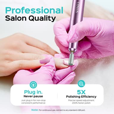 COSLUS C40 Electric Nail Drill, Nail Files for Gel Acrylic Nature Nails, Adjustable Speed 0-20000RPM, Portable Manicure Pedicure Set with 6 Drill Bits 31 Sanding Bands, E File Beginner Girl Women Mum view 4