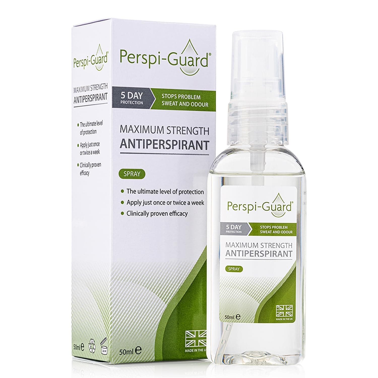 Perspi-Guard Maximum Strength Antiperspirant Spray 50 ml, 1-Pack, Strong Deodorant for Excessive Sweating & Hyperhidrosis, Anti Sweat Spray, Unscented