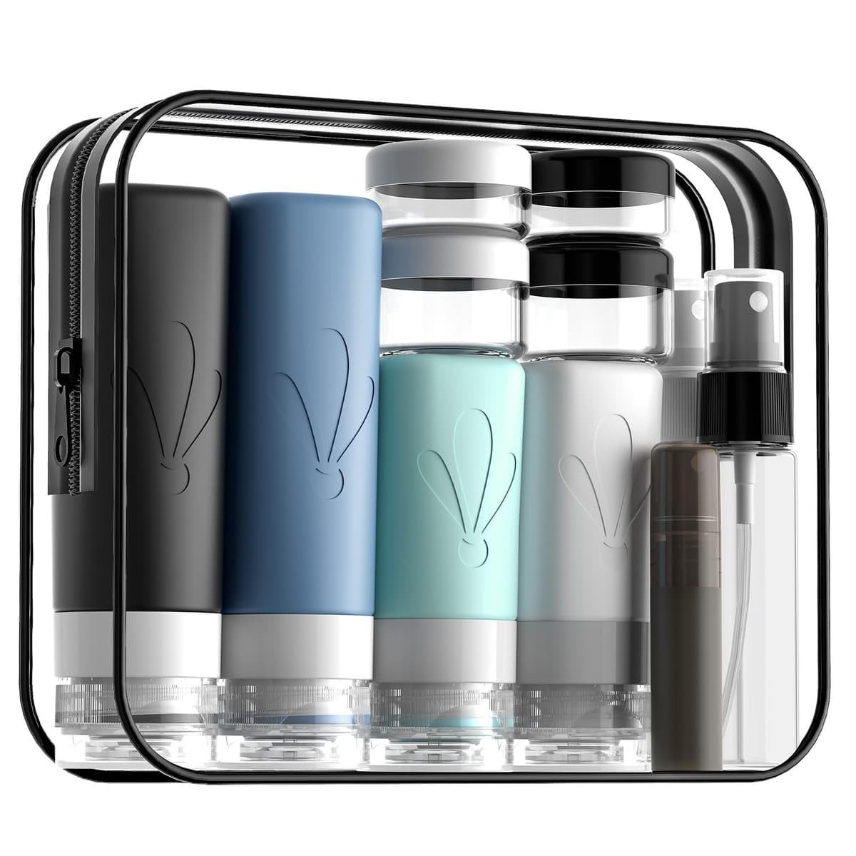 INSFIT 17 Pack Travel Bottles for Toiletries, CAA Approved Travel Size Containers with Labels, BPA Free Leak Proof Squeezable Silicone Travel Toiletries for Shampoo Conditioner Lotion Body Wash