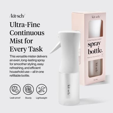 Kitsch Spray Bottle for Hair 150ml - Continuous Water Spray bottle for Hair, Cleaning, Gardening, Versatile Spray Bottles - With Ultra Fine Mist - Made from Recycled Plastic - White view 2