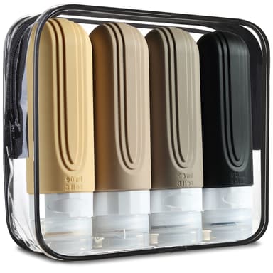 Mrsdry Travel Bottles for Toiletries, Tsa Approved 3oz Travel Size Containers BPA Free Leak Proof Refillable Liquid Silicone Squeezable Travel Accessories for Shampoo Conditioner Lotion (4 Pack) view 1