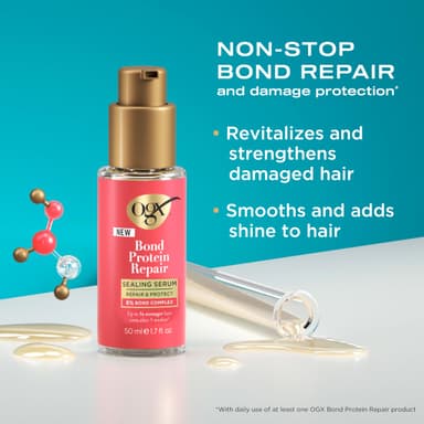 OGX Bond Protein Repair Sealing Hair Serum, Repair & Protect, 8percent Bond Complex, up to 5x Stronger Hair Even After 5 Washes, for Fine Hair, 50ml view 2