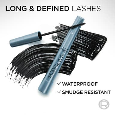 L'Oréal Paris Mascara, Telescopic Original Waterproof Mascara to Achieve Dramatic Lash Length, Smudge-Proof, Long-Wearing Formula for All-Day Wear, Black view 3