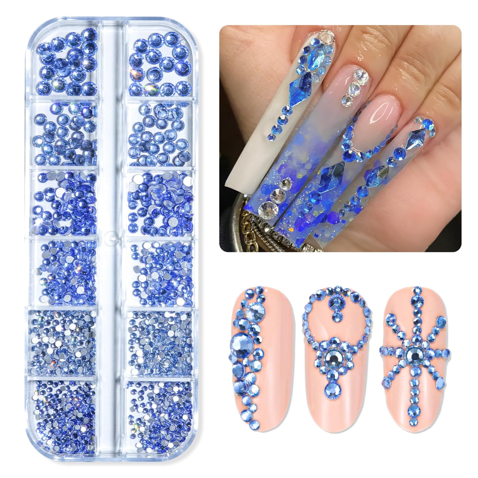 Makartt Rhinestones, Crystal Nail Gems, Flat Back Gems Crystal Nail Rhinestones for Nail, Nail Diamonds Stone Nail Charms DIY Crafts Makeup Nail Accessories