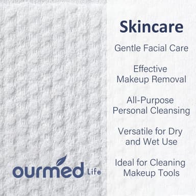Ourmed Life Disposable Face Towels, Ultra Soft Biodegradable Facial Wipes for Sensitive Skin, Dry Wipes for Makeup Remover & Skincare, Travel Pack - 100 Count view 3