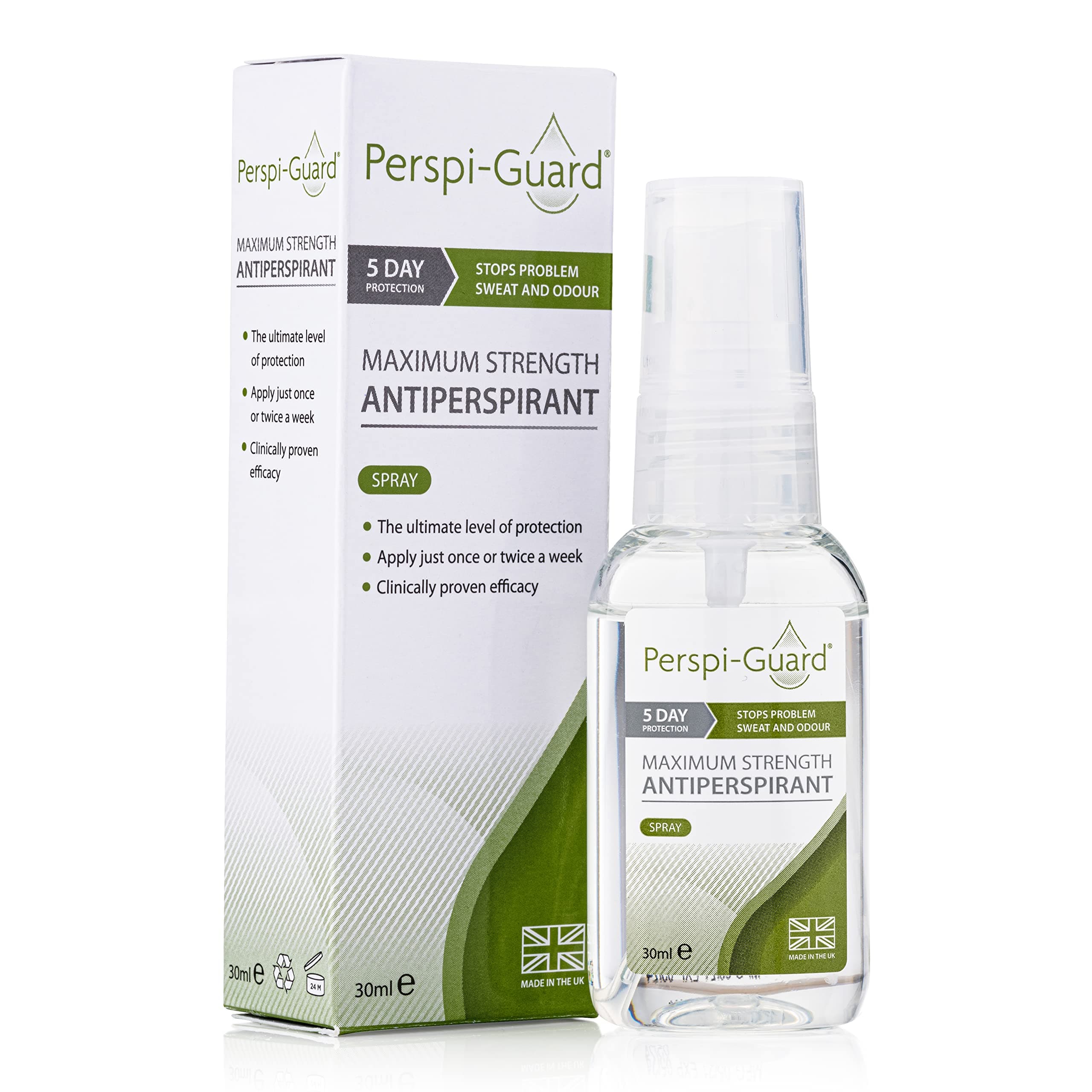 Perspi-Guard Maximum Strength Antiperspirant Spray 30 ml, 1-Pack, Strong Deodorant for Excessive Sweating & Hyperhidrosis, Anti Sweat Spray, Unscented