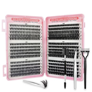 KEYRI 580 Pieces Individual Eyelashes 30-40-50-60-80-100D Cluster Lashes Kit with Lash Separator, Brush and Tweezers Fluffy Russian Eyelashes Extensions for Girls and Women (Kit, 30D-100D) view 1