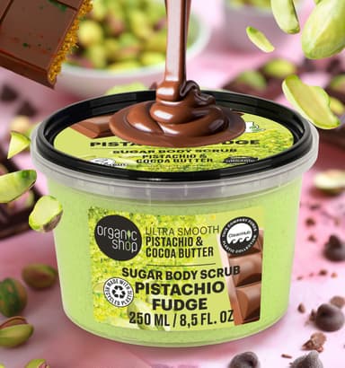 Organic Shop 250ml Body Scrub Ultra Smooth Pistachio Fudge (Dubai Chocolate) Body Scrub Pistachio & Cocoa (Pack of 2) view 3