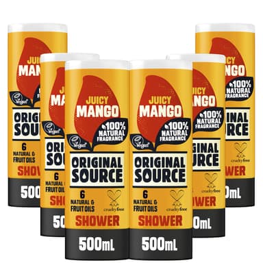Original Source Mango Shower Gel, 100 Percent Natural Fragrance, Vegan, Cruelty Free, Paraben Free, Bulk Buy, Pack of 6 x 500 ml view 1